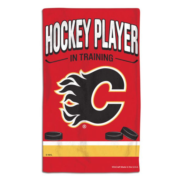 Wholesale-Calgary Flames HOCKEY PLAYER IN TRAINING Burp Cloth 10" x 17"