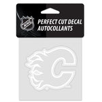 Wholesale-Calgary Flames Perfect Cut White Decal 4" x 4"