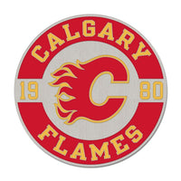 Wholesale-Calgary Flames round est Collector Enamel Pin Jewelry Card