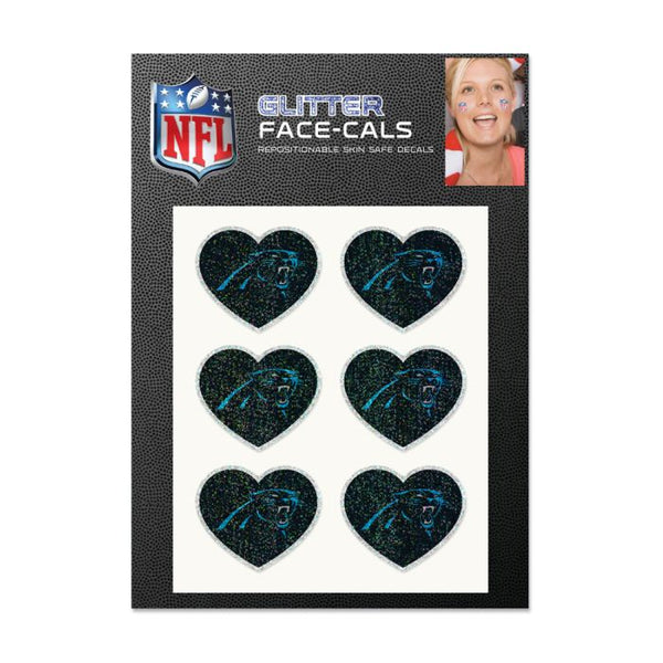 Wholesale-Carolina Panthers Heart Glitter Tattoo 6 Pack