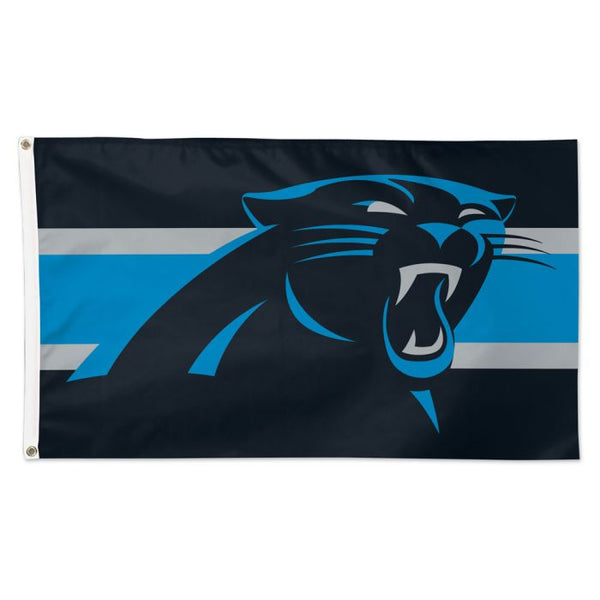 Wholesale-Carolina Panthers Horiz. Stripes Flag - Deluxe 3' X 5'