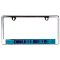 Wholesale-Charlotte Hornets GLITTER Lic Plate Frame B/O Printed