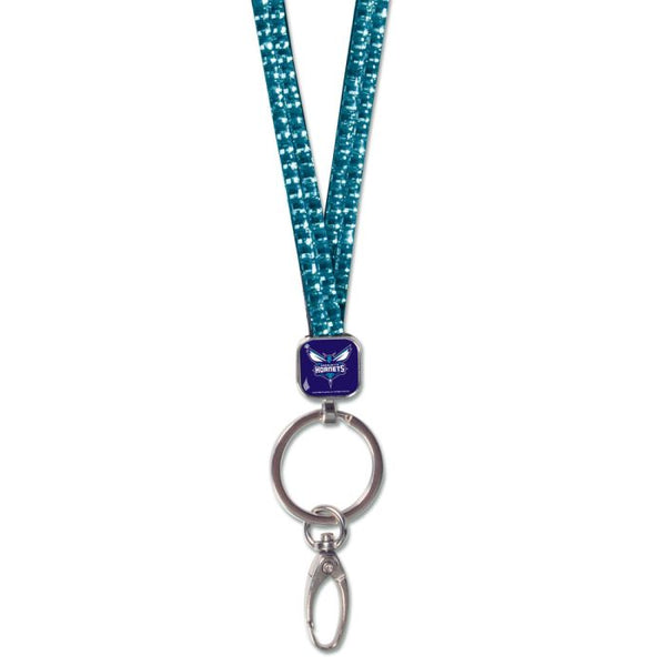 Wholesale-Charlotte Hornets Teal Lanyards- Crystal Bling