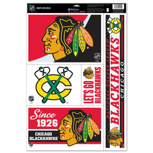 Wholesale-Chicago Blackhawks 5 Decals Multi Use Decal 11" x 17"