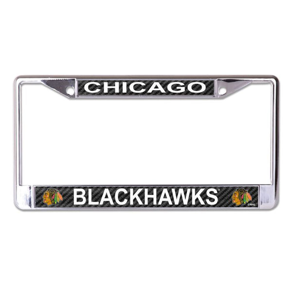 Wholesale-Chicago Blackhawks CARBON Lic Plt Frame S/L Printed