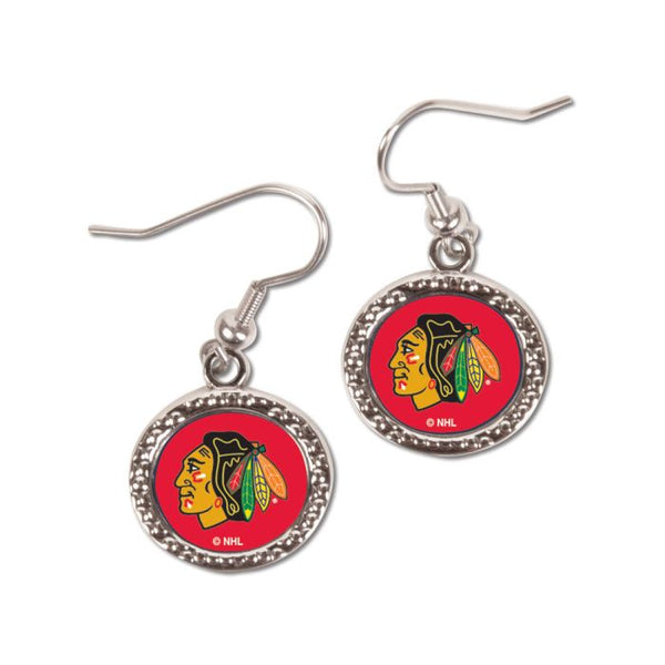 Wholesale-Chicago Blackhawks Earrings Jewelry Carded Round