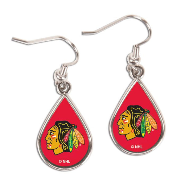 Wholesale-Chicago Blackhawks Earrings Jewelry Carded Tear Drop