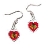 Wholesale-Chicago Blackhawks Earrings w/3D Heart