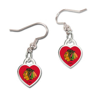 Wholesale-Chicago Blackhawks Earrings w/3D Heart