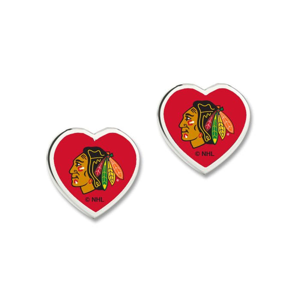 Wholesale-Chicago Blackhawks Earrings w/3D Heart