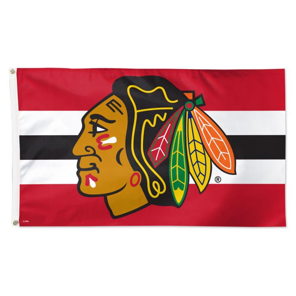 Wholesale-Chicago Blackhawks H STRIPE Flag - Deluxe 3' X 5'