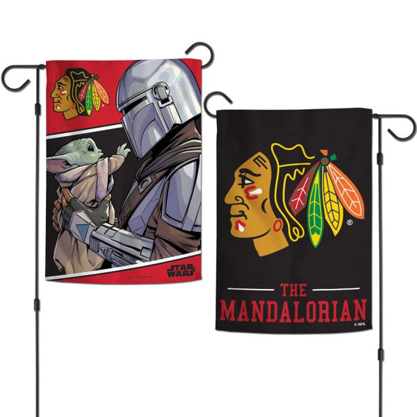 Wholesale-Chicago Blackhawks / Star Wars Mandalorian Garden Flags 2 sided 12.5" x 18"