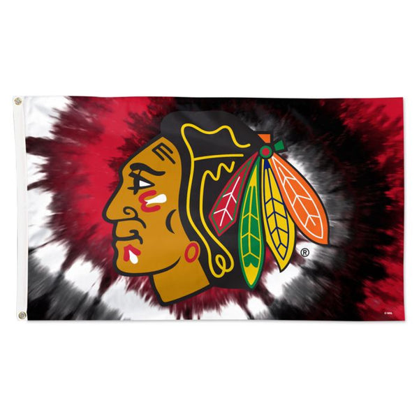 Wholesale-Chicago Blackhawks TDYE Flag - Deluxe 3' X 5'