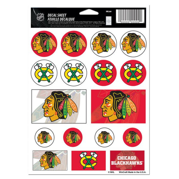 Wholesale-Chicago Blackhawks Vinyl Sticker Sheet 5" x 7"