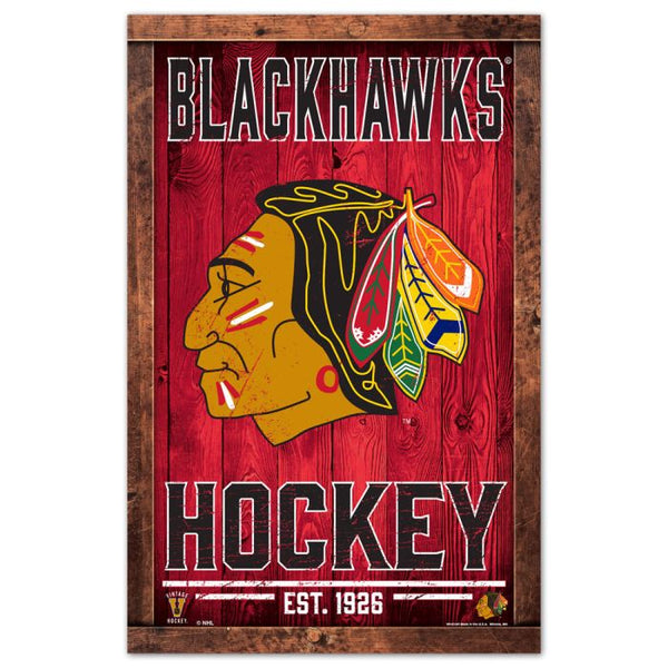 Wholesale-Chicago Blackhawks Wood Sign 11" x 17" 1/4" thick