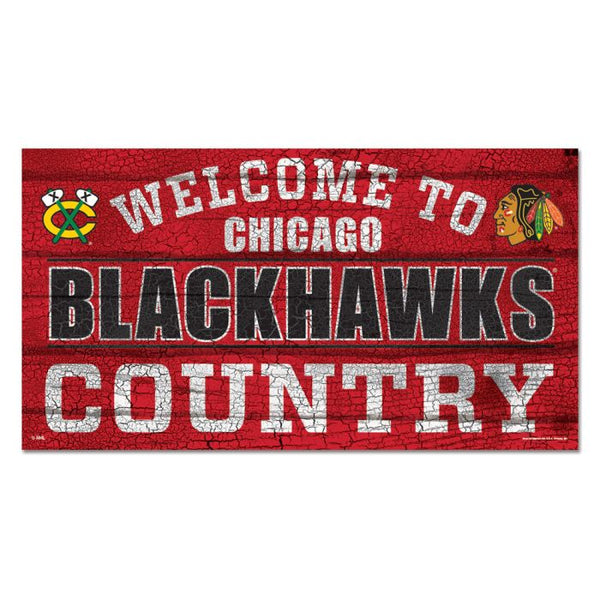 Wholesale-Chicago Blackhawks Wood Sign 13"x24" 1/4" thick