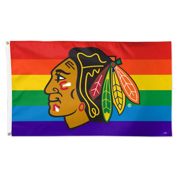 Wholesale-Chicago Blackhawks pride Flag - Deluxe 3' X 5'