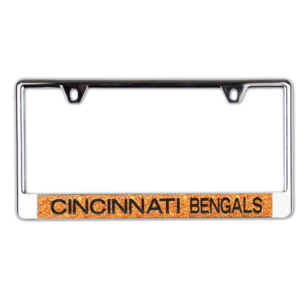 Wholesale-Cincinnati Bengals GLITTER BACKGROUND Lic Plate Frame B/O Printed