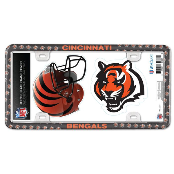 Wholesale-Cincinnati Bengals License Plate Thin Frame - Plastic w/Decal