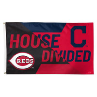 Wholesale-Cincinnati Reds / Cleveland Guardians house divided Flag - Deluxe 3' X 5' House Divided MLB