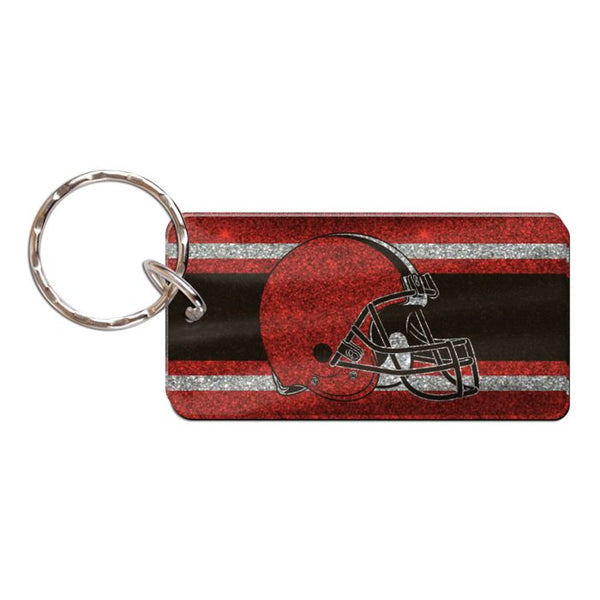 Wholesale-Cleveland Browns GLITTER STRIPES Keychain Rectangle