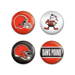 Wholesale-Cleveland Browns PRIMARY, CLASSIC, HELMET, SLOGAN Button 4 Pack 1 1/4" Rnd