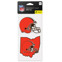 Wholesale-Cleveland Browns STATE SHAPE Perfect Cut Decal Set of two 4"x4"