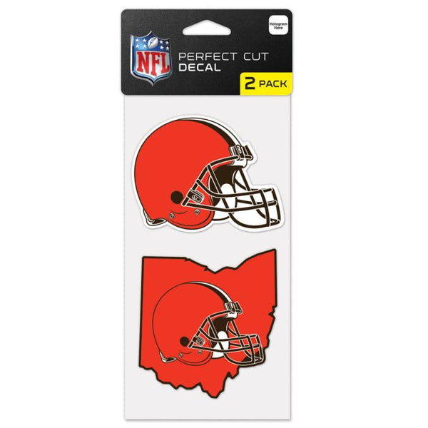 Wholesale-Cleveland Browns STATE SHAPE Perfect Cut Decal Set of two 4"x4"