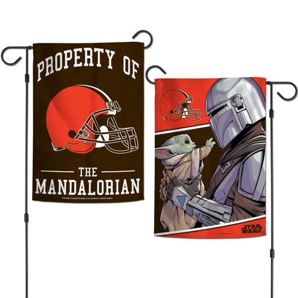 Wholesale-Cleveland Browns / Star Wars Mandalorian Garden Flags 2 sided 12.5" x 18"