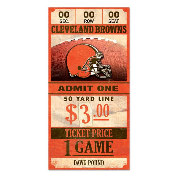 Wholesale-Cleveland Browns Ticket Wood Sign 6x12 3/8" thick