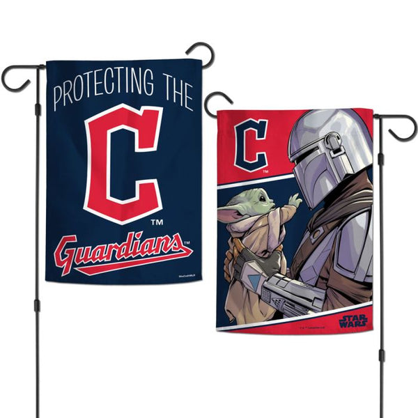 Wholesale-Cleveland Guardians / Star Wars Mandalorian Garden Flags 2 sided 12.5" x 18"