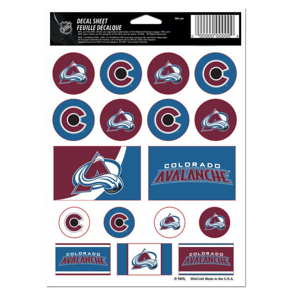 Wholesale-Colorado Avalanche Vinyl Sticker Sheet 5" x 7"