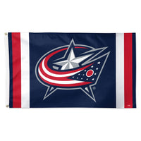 Wholesale-Columbus Blue Jackets V STRIPE Flag - Deluxe 3' X 5'