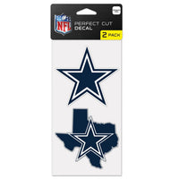 Wholesale-Dallas Cowboys STATE SHAPE Perfect Cut Decal Set of two 4"x4"