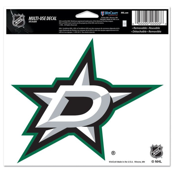 Wholesale-Dallas Stars Multi-Use Decal -Clear Bckrgd 5" x 6"