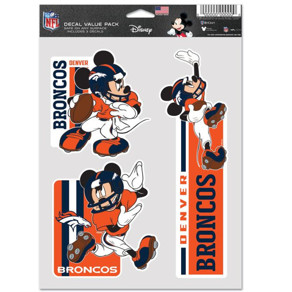 Wholesale-Denver Broncos / Disney Mickey Mouse Multi Use 3 Fan Pack