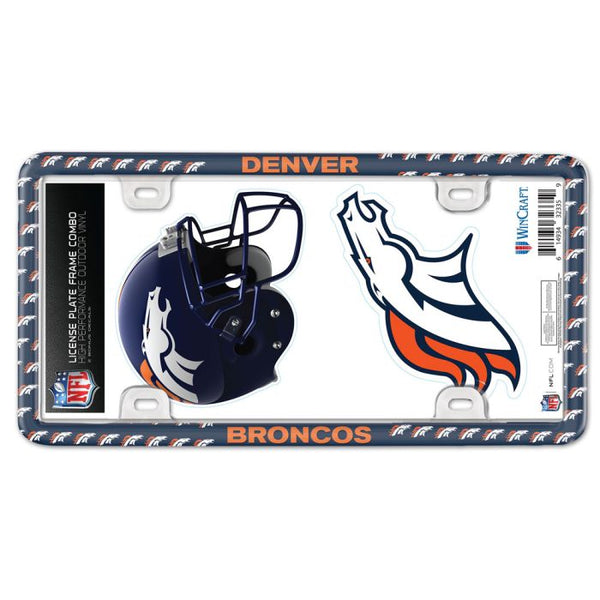 Wholesale-Denver Broncos License Plate Thin Frame - Plastic w/Decal