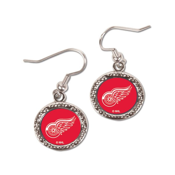 Wholesale-Detroit Red Wings Earrings Jewelry Carded Round