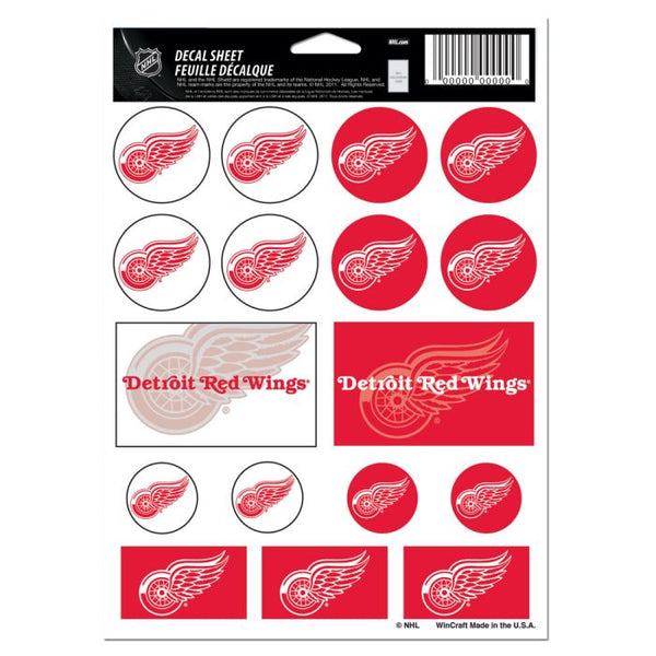 Wholesale-Detroit Red Wings Vinyl Sticker Sheet 5" x 7"