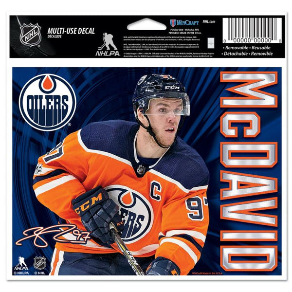 Wholesale-Edmonton Oilers Multi-Use Decal -Clear Bckrgd 5" x 6" Connor McDavid