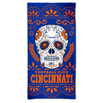 Wholesale-FC Cincinnati SUGAR SKULL Spectra Beach Towel 30" x 60"