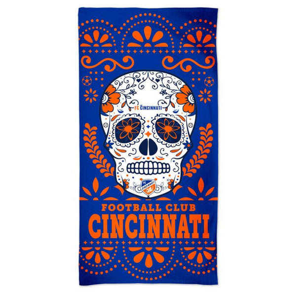 Wholesale-FC Cincinnati SUGAR SKULL Spectra Beach Towel 30" x 60"