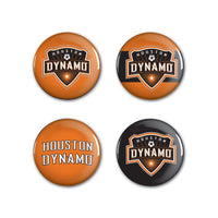 Wholesale-Houston Dynamo Logo and Wordmark Button 4 Pack 1 1/4" Rnd