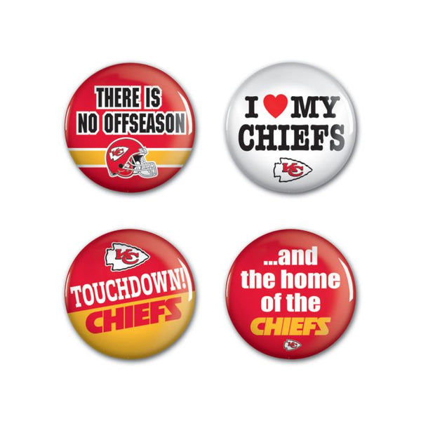 Wholesale-Kansas City Chiefs Button 4 Pack 1 1/4" Rnd