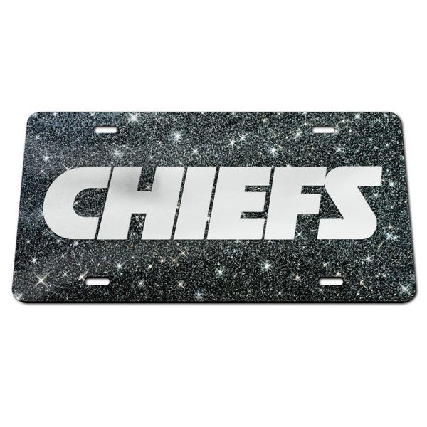 Wholesale-Kansas City Chiefs GLITTER BACKGROUND Acrylic Classic License Plates