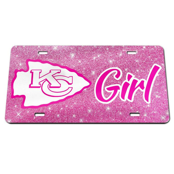 Wholesale-Kansas City Chiefs GLITTER BACKGROUND Specialty Acrylic License Plate