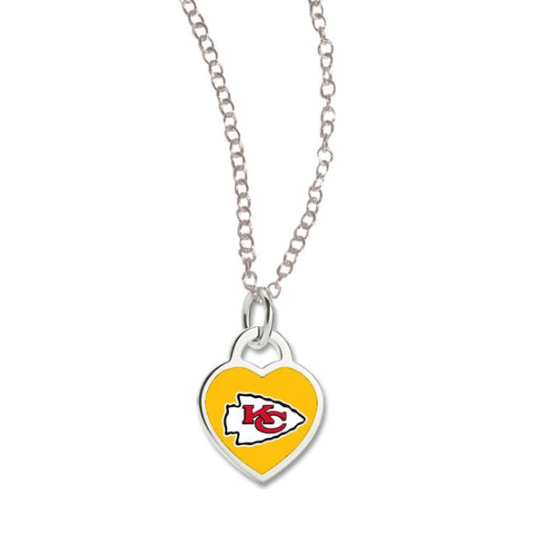 Wholesale-Kansas City Chiefs HEART Necklace w/3D Heart