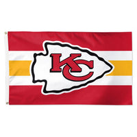 Wholesale-Kansas City Chiefs Horiz. Stripes Flag - Deluxe 3' X 5'