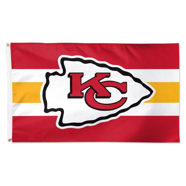 Wholesale-Kansas City Chiefs Horiz. Stripes Flag - Deluxe 3' X 5'