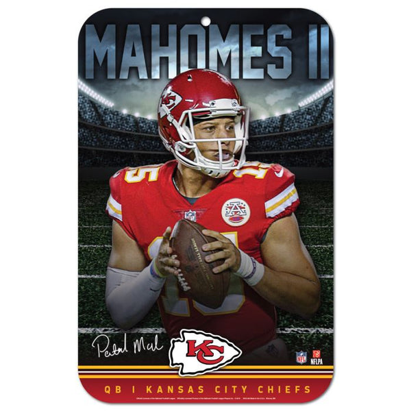 Wholesale-Kansas City Chiefs Plastic Sign 11" x 17" Patrick Mahomes II